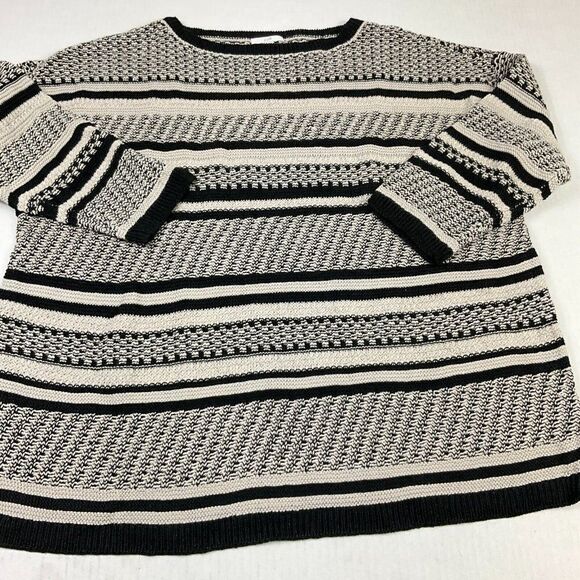 J.Jill Linen Blend Sweater Striped 3/4 Sleeve Knit Heavyweight Pullover Small - Picture 2 of 11